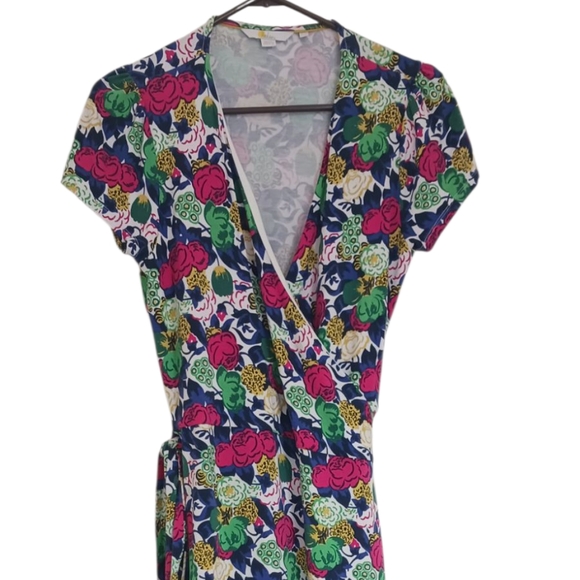 Boden Feminine Floral Wrap Dress Cottagecore Womens Size 10 Long - Picture 6 of 16